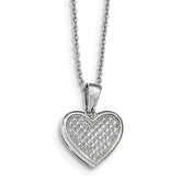 Sterling Silver 925 Heart Necklace with CZ Brilliant Embers - 18